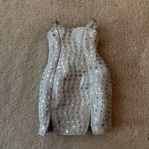 Mattel Barbie Silver Glitter Dots Mini Party Dress B9 Barbie Doll Clothes
